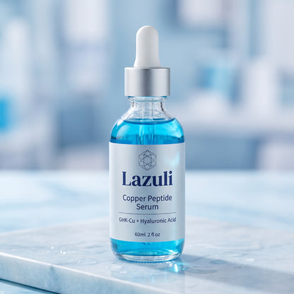 Lazuli Copper Peptide Serum blue dropper bottle