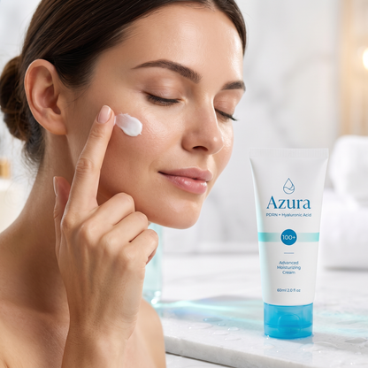 Azura Cream applied to glowing skin