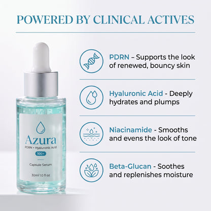 Azura actives: PDRN, hyaluronic acid, niacinamide, beta-glucan