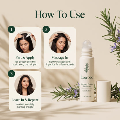 How to use Everoot scalp roll-on serum in three steps