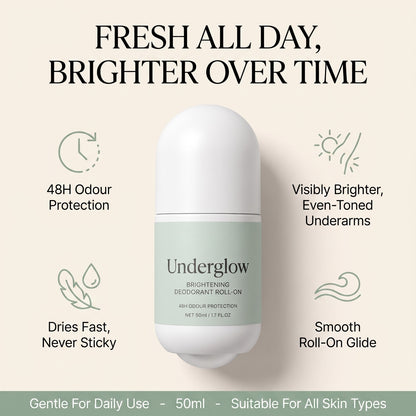 Underglow benefits: 48h odor protection, brighter underarms