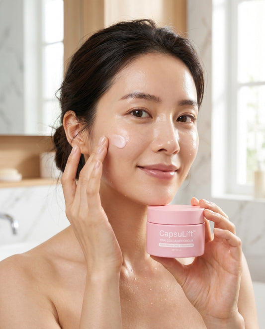 Applying CapsuLift Pink Collagen Cream