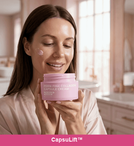 CapsuLift pink collagen cream applied to skin