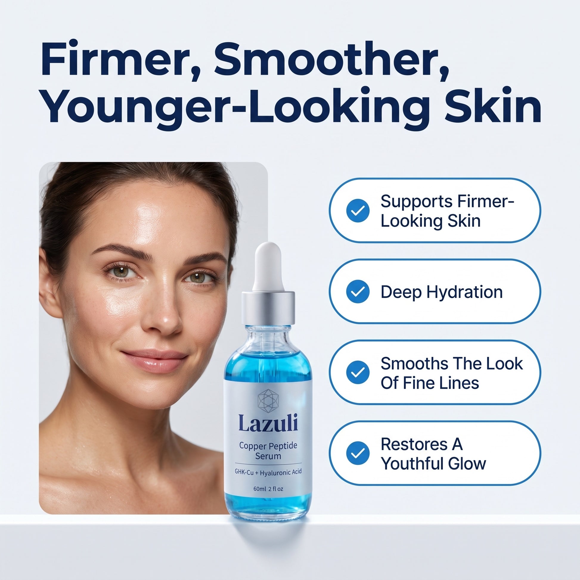 Lazuli benefits: firmer-looking skin, deep hydration, smooths fine lines, youthful glow