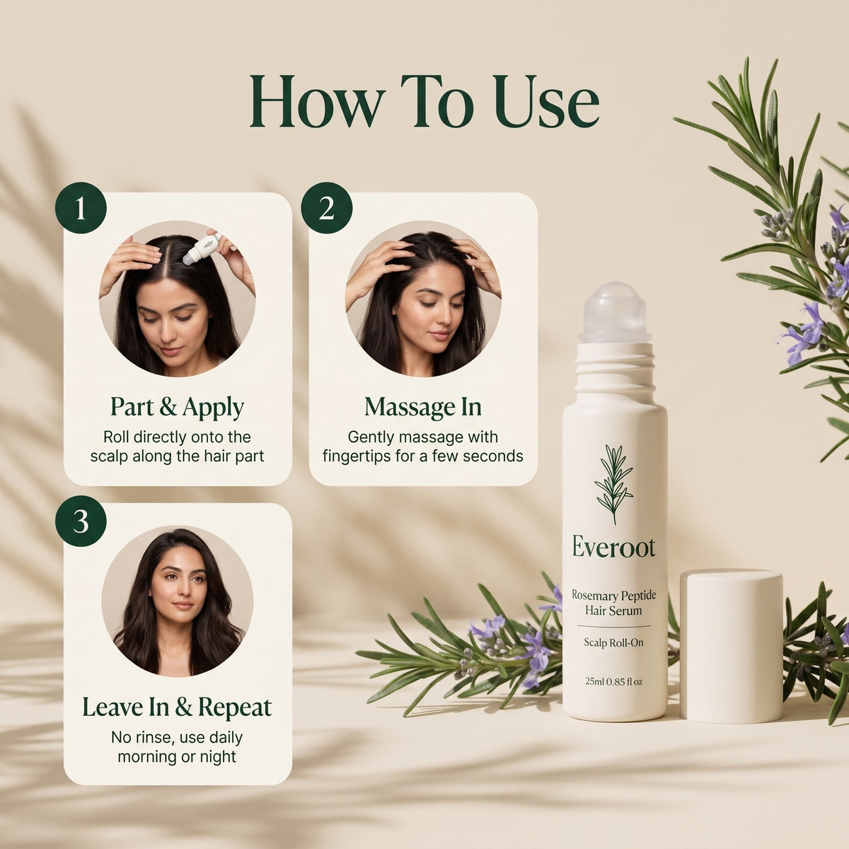 How to use Everoot scalp roll-on