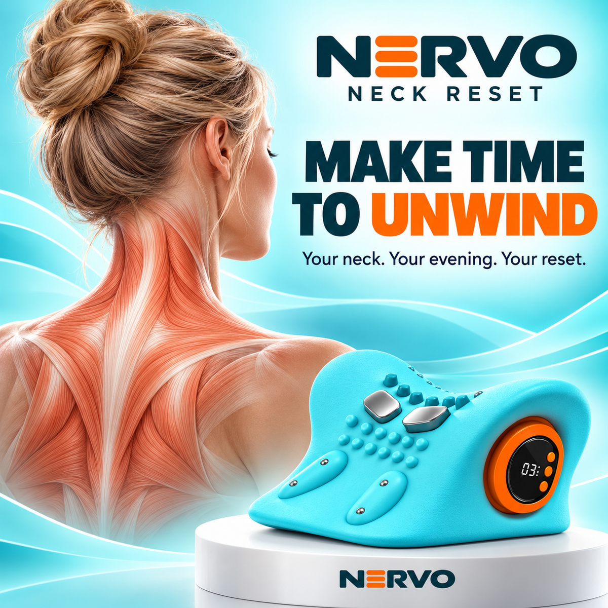 Nervo with stylised neck and shoulder muscle illustration