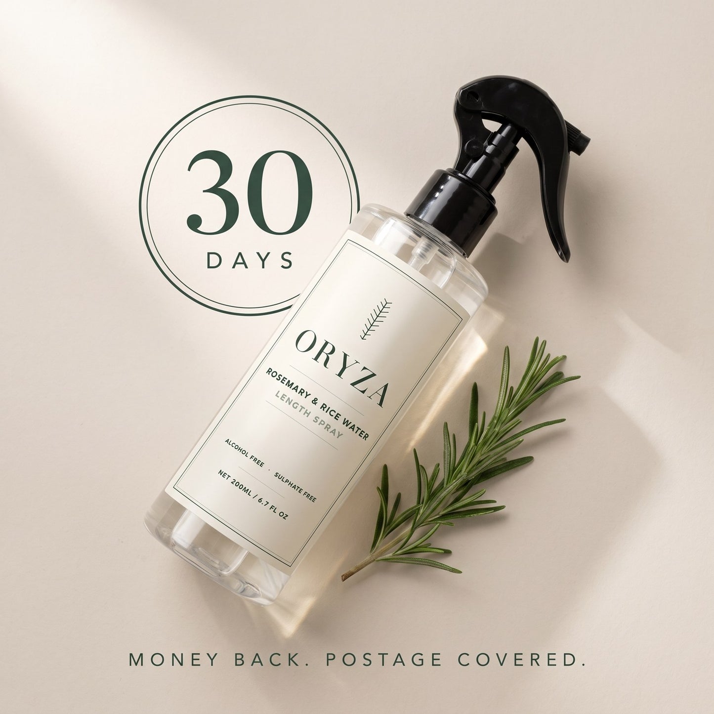 ORYZA 30 day guarantee: money back, postage covered