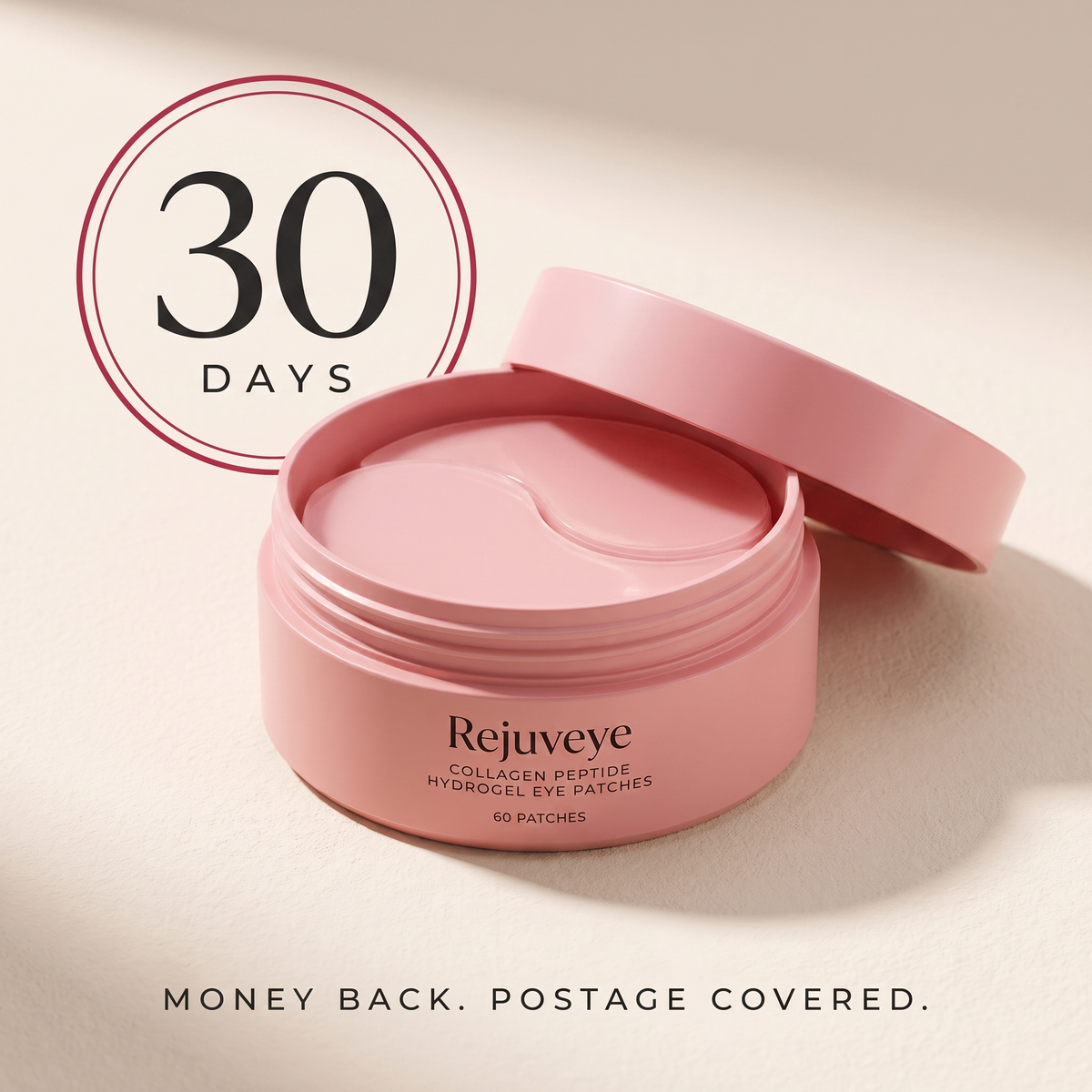 Rejuveye 30-day money-back guarantee, postage covered