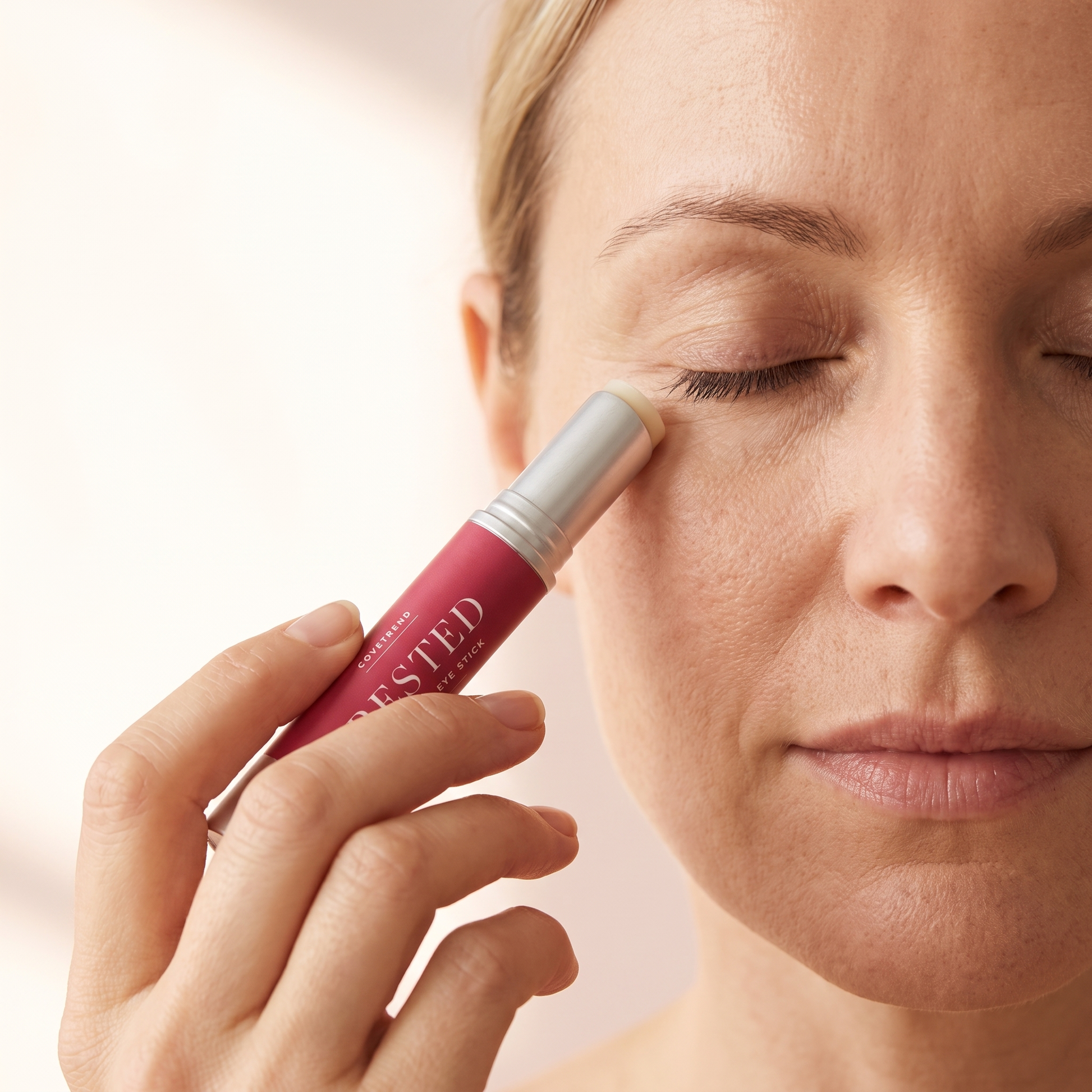 RESTED retinol eye stick in use