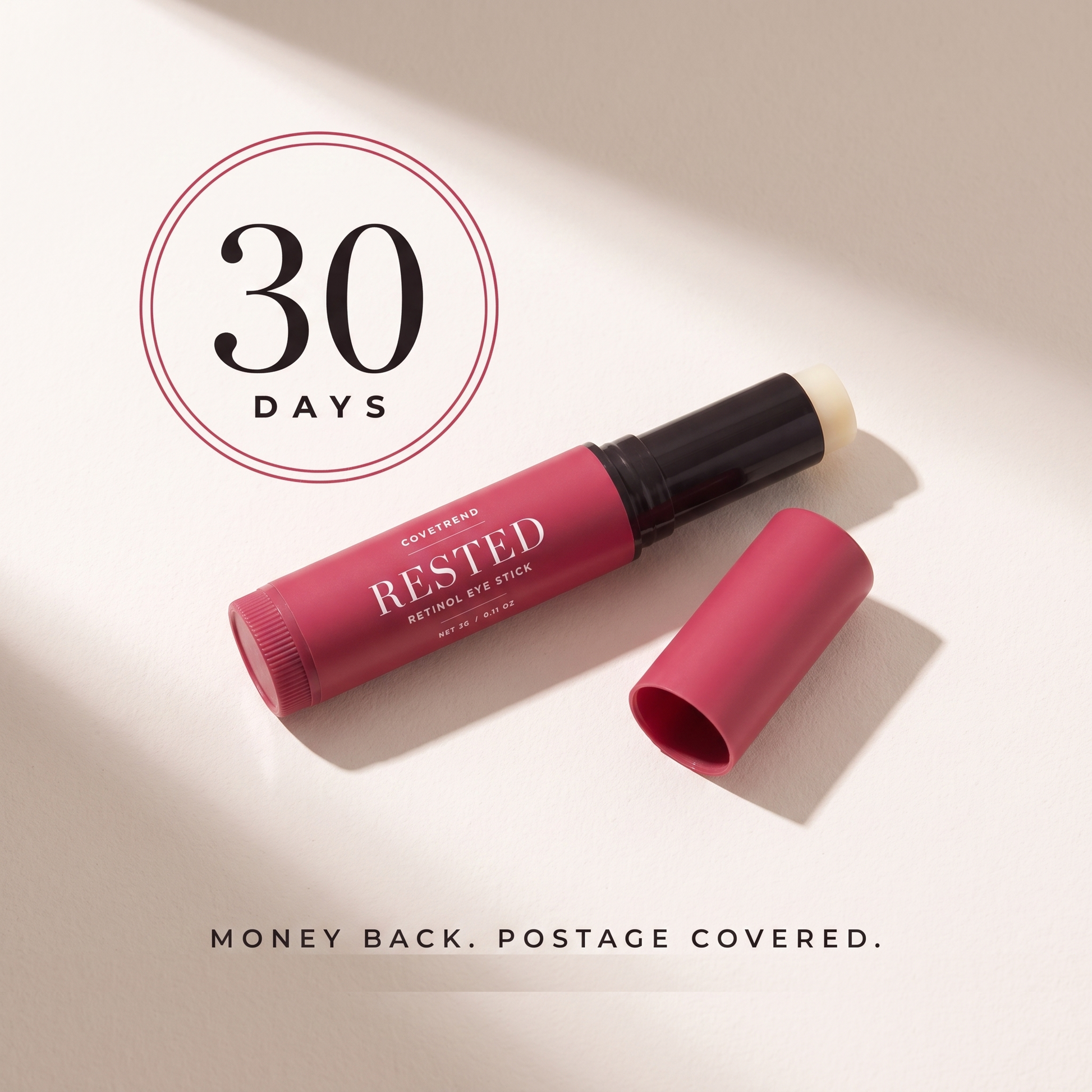 RESTED 30-day money-back guarantee, postage covered
