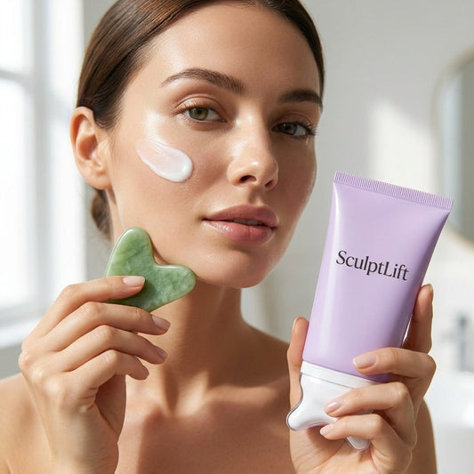 SculptLift Firming Gua Sha Cream in use